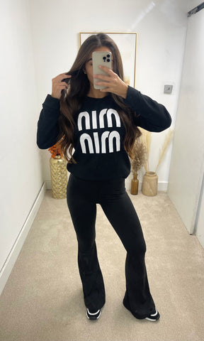 MIN MIN | Fleece Lined Round Neck Jumper - Black