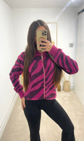 ZEBRA | Zip Fur Zebra Print Cardigan - Purple