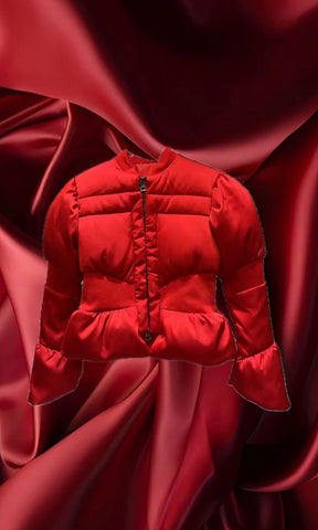ARABELLA | Thread Waist Puff Coat - Red