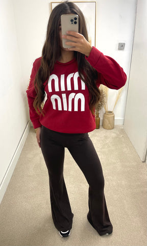 MIN MIN | Fleece Lined Round Neck Jumper - Red