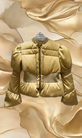 ARABELLA | Thread Waist Puff Coat - Gold