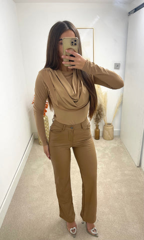 HAYLEY | Super Stretch Leather Trouser - Camel