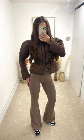 ARABELLA | Thread Waist Puff Coat - Chocolate