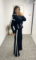 LOLA | White Trim Hooded Trouser Set - Black