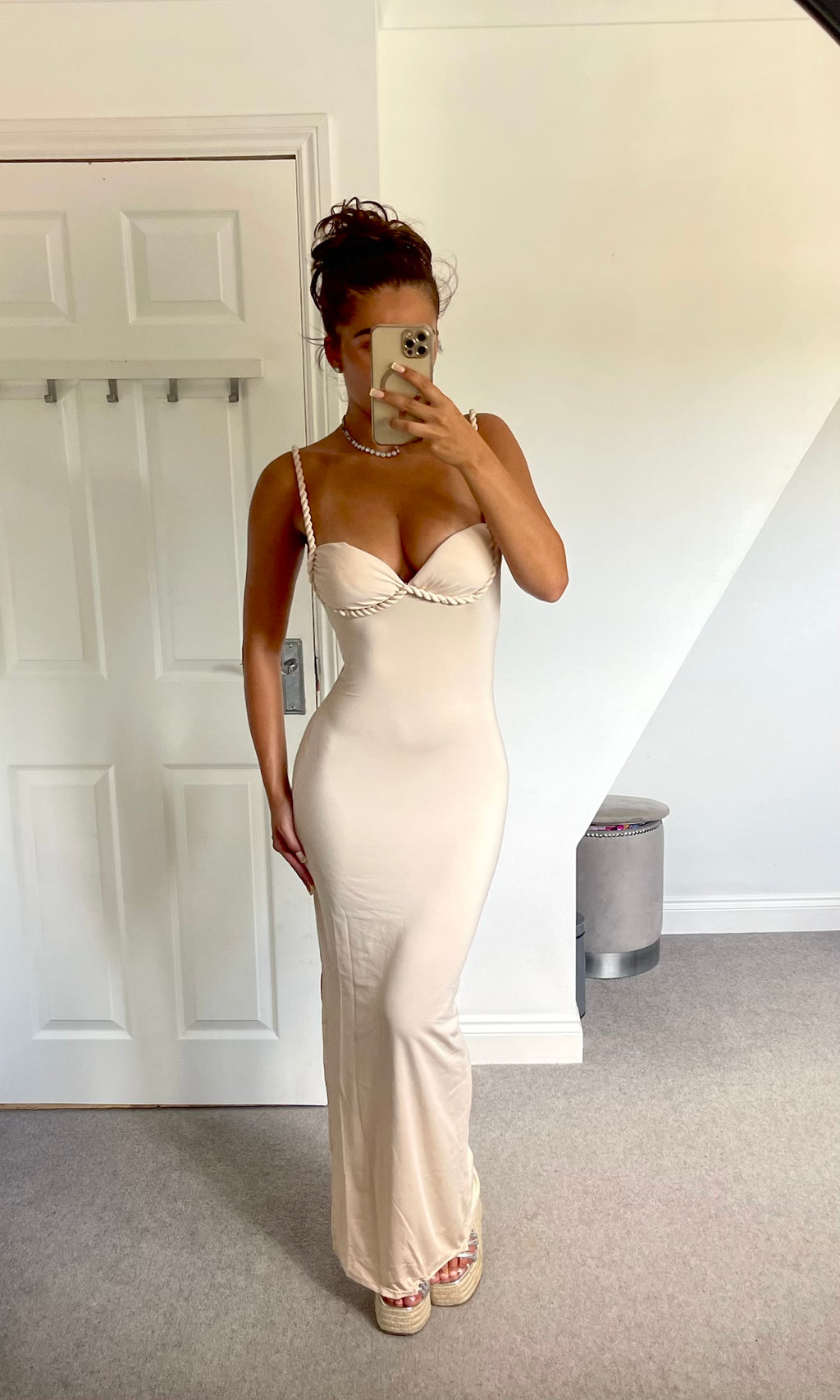 ADELE | Rope Detail Maxi Dress - Cream/Nude