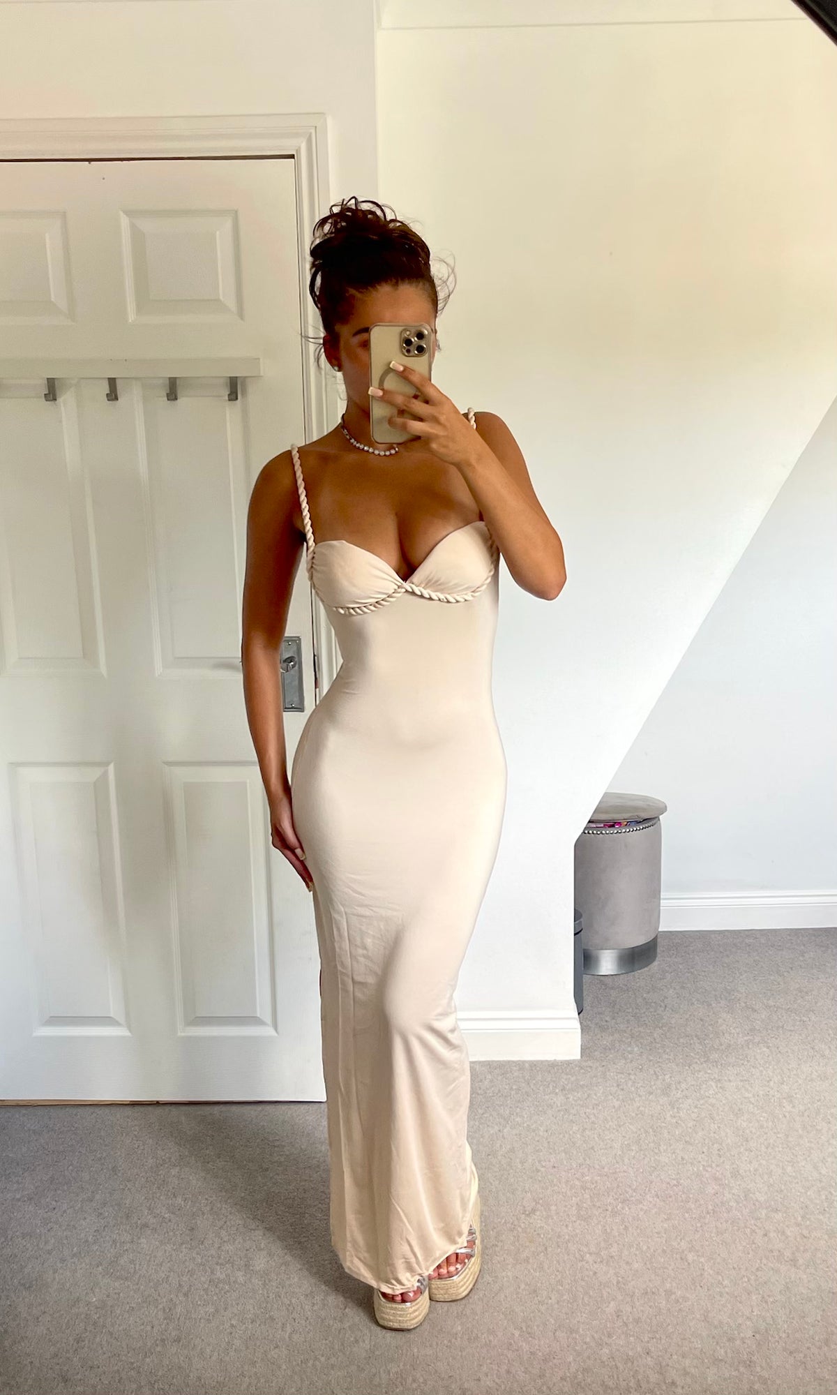 ADELE | Rope Detail Maxi Dress - Cream/Nude