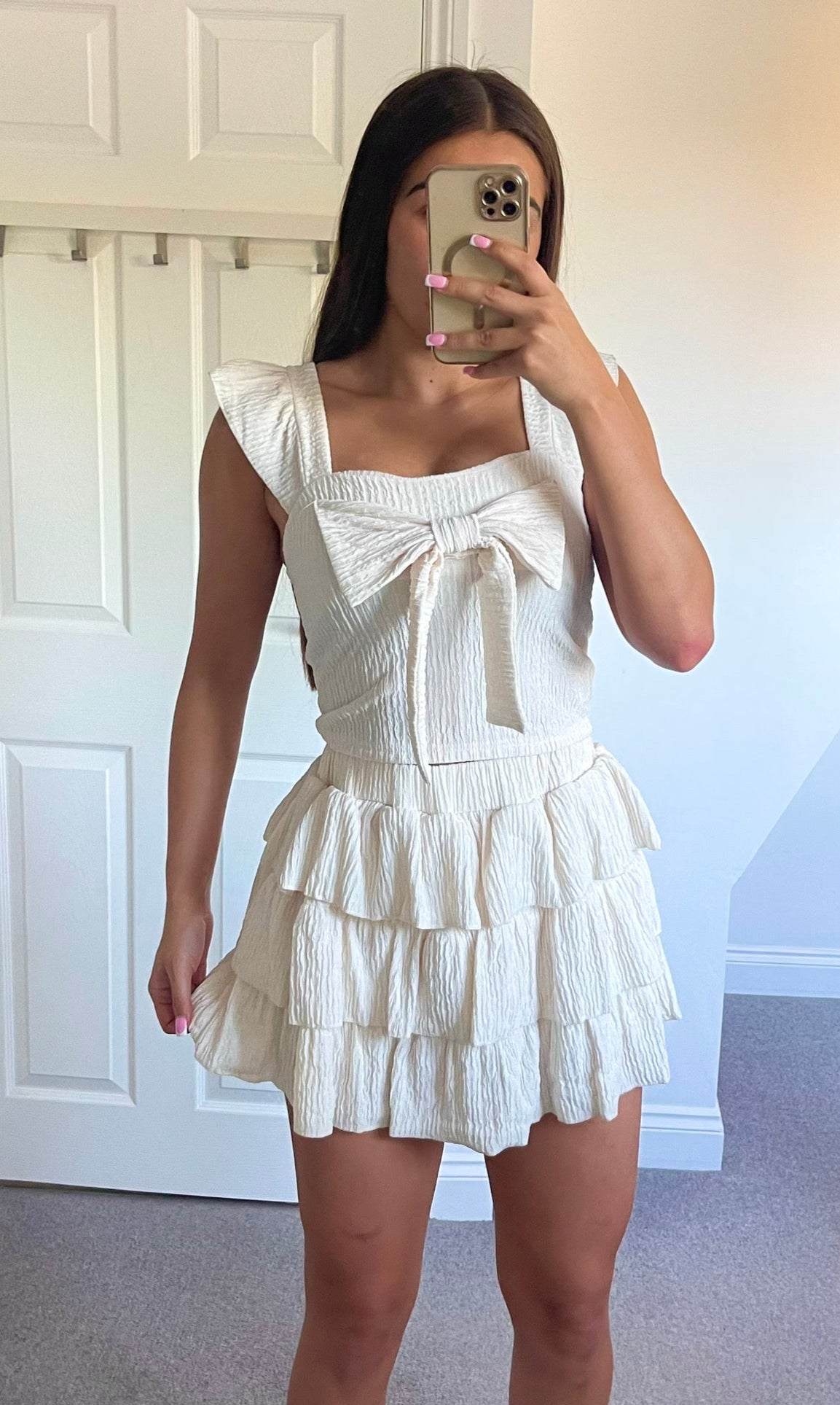 DAISY | Frill Skort & Bow Top Set - Cream