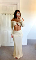 ELSIE | Star Fish Detail Top & Maxi Skirt - Cream