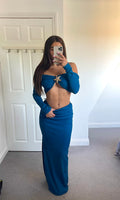 ELSIE | Star Fish Detail Top & Maxi Skirt - Teal