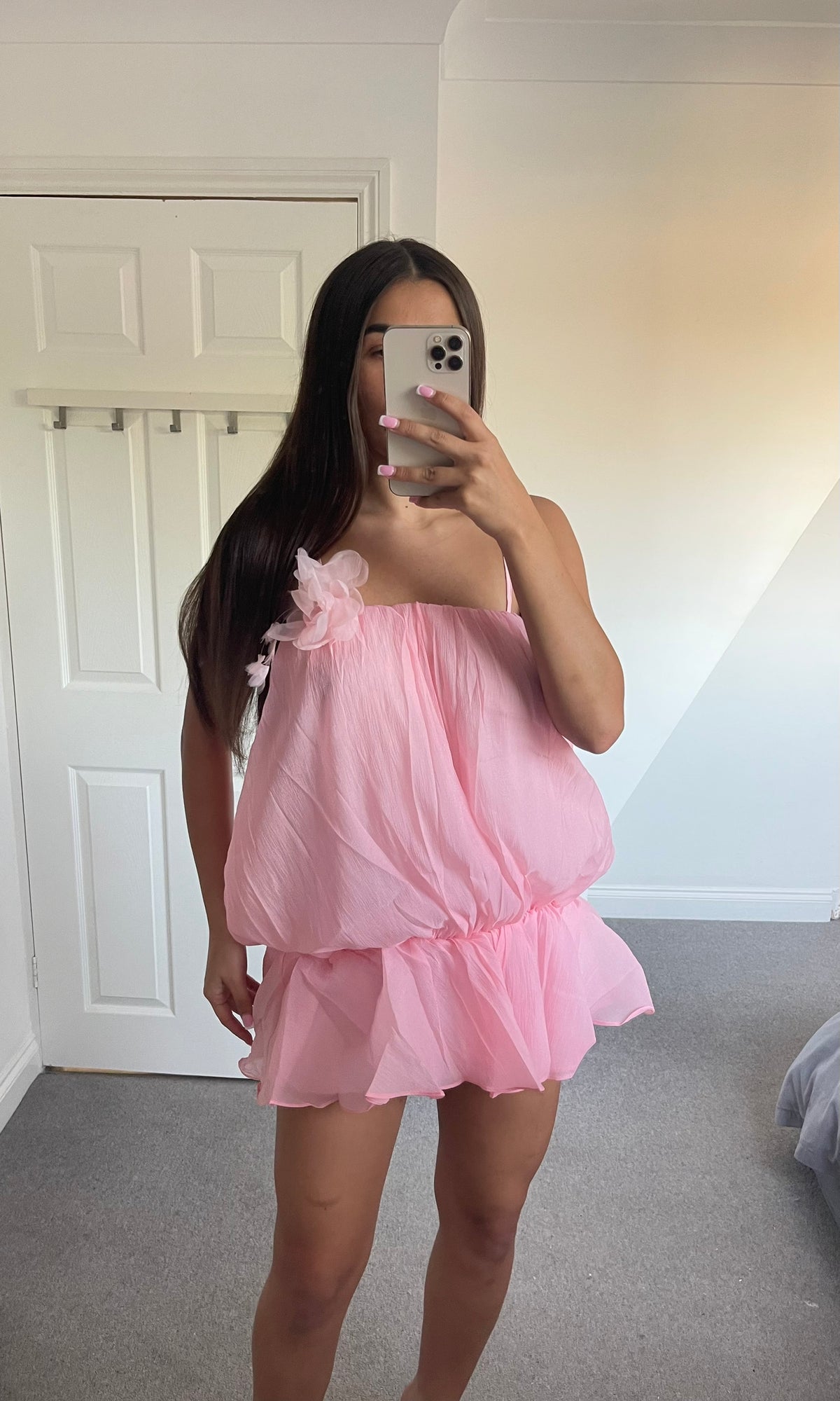 ROSABELLE | Floral Sheer Strap Dress - Pink