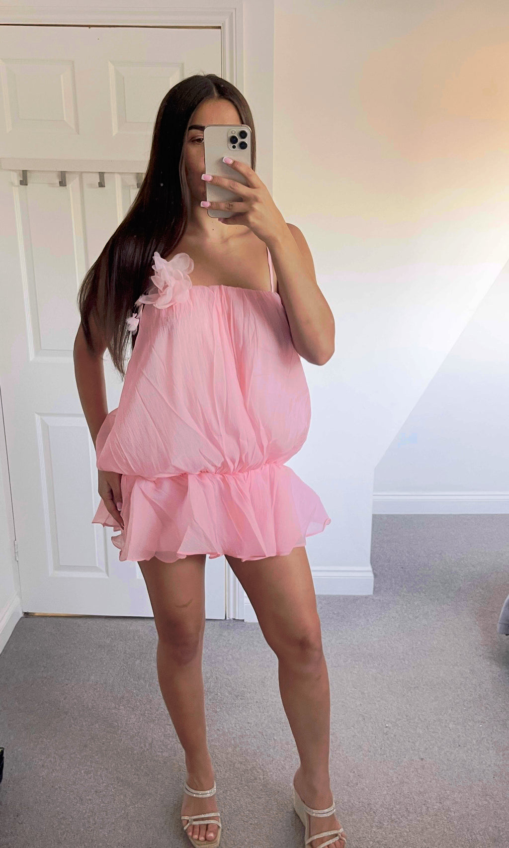 ROSABELLE | Floral Sheer Strap Dress - Pink