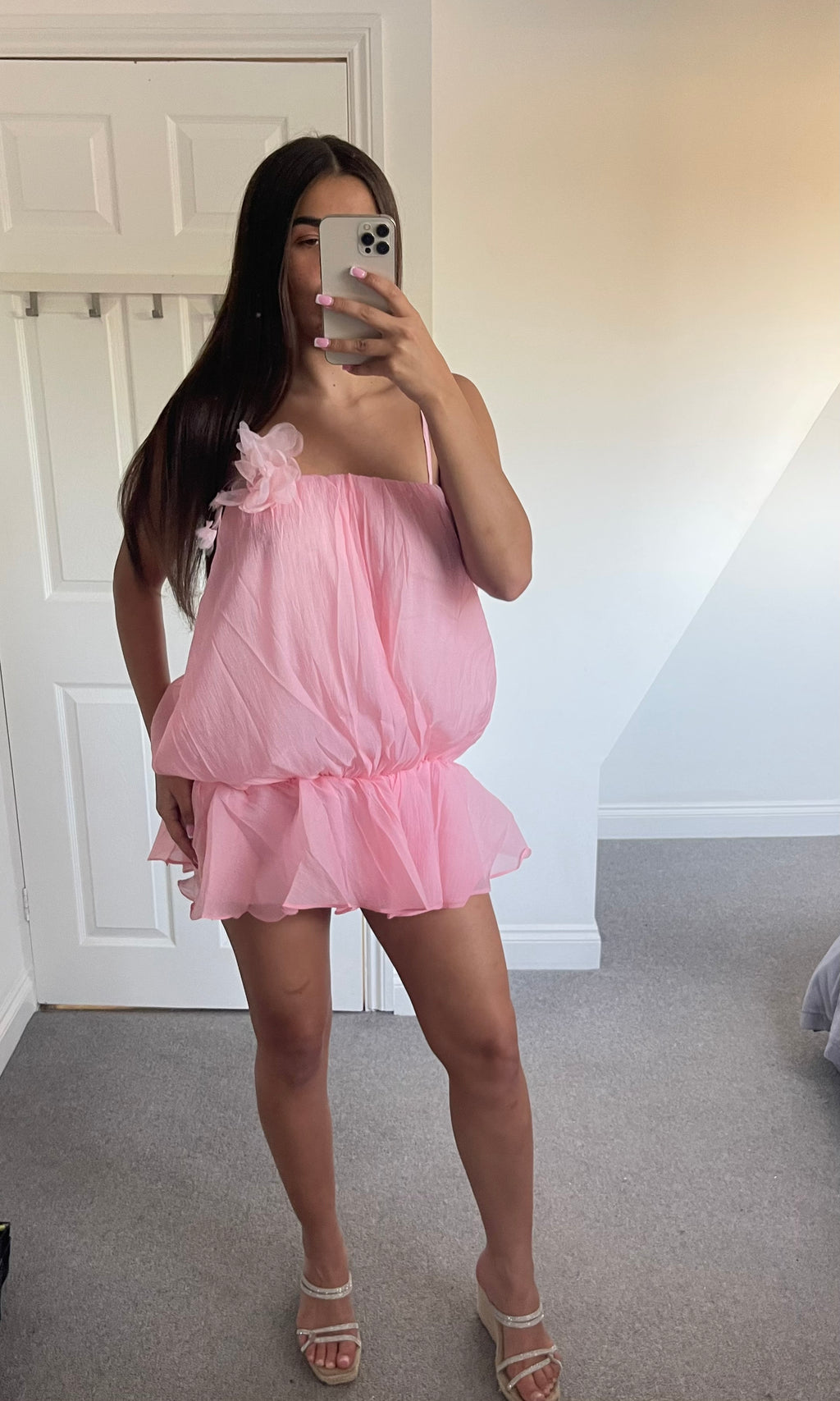 ROSABELLE | Floral Sheer Strap Dress - Pink