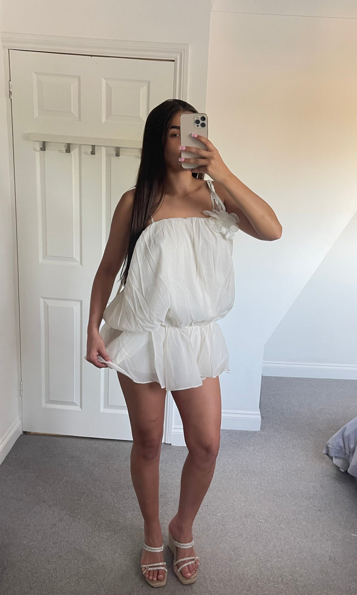 ROSABELLE | Floral Sheer Strap Dress - Cream