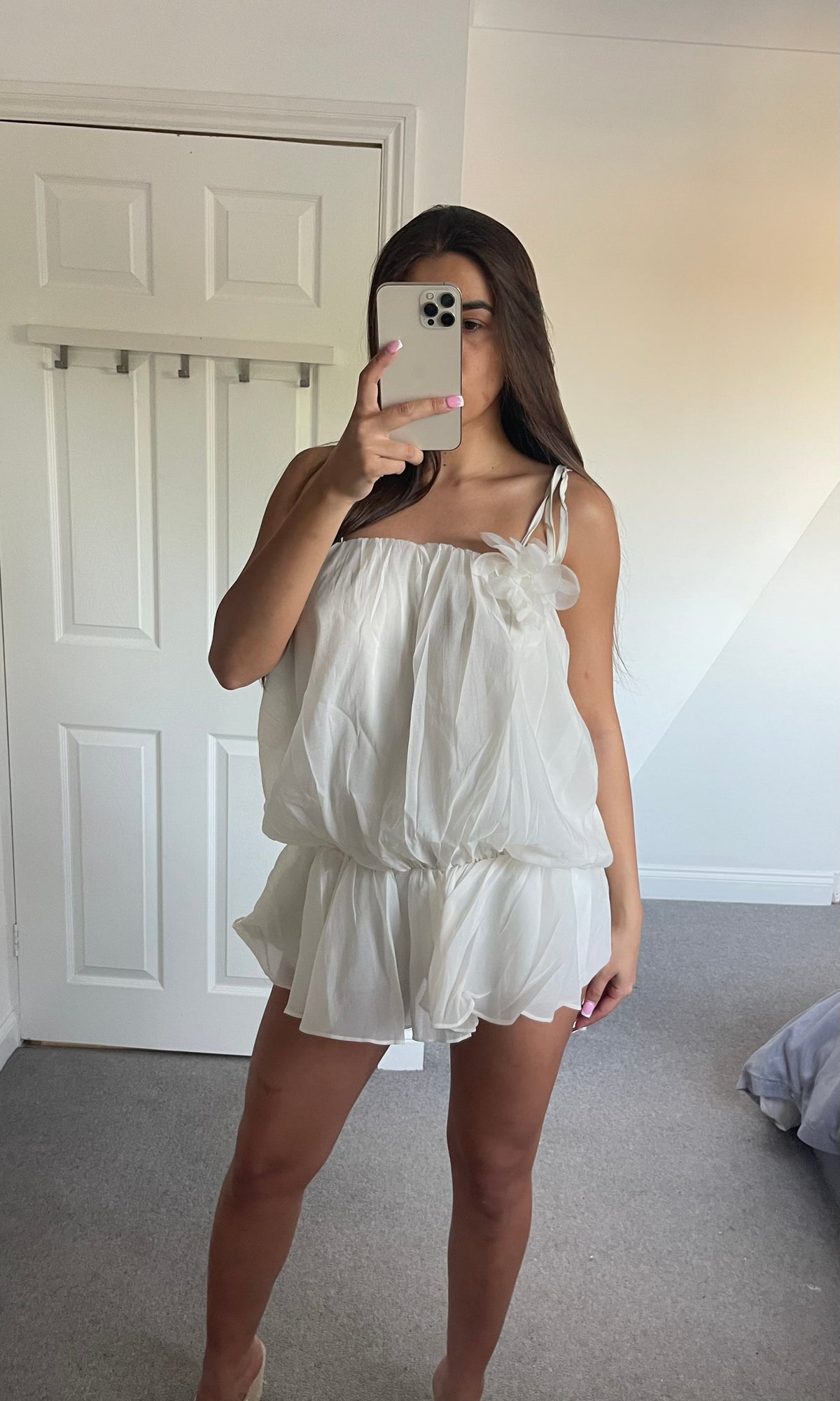 ROSABELLE | Floral Sheer Strap Dress - Cream