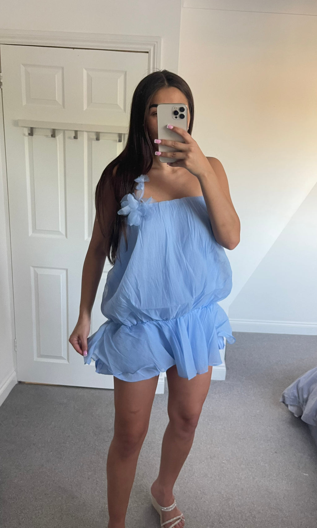 ROSABELLE | Floral Sheer Strap Dress - Blue