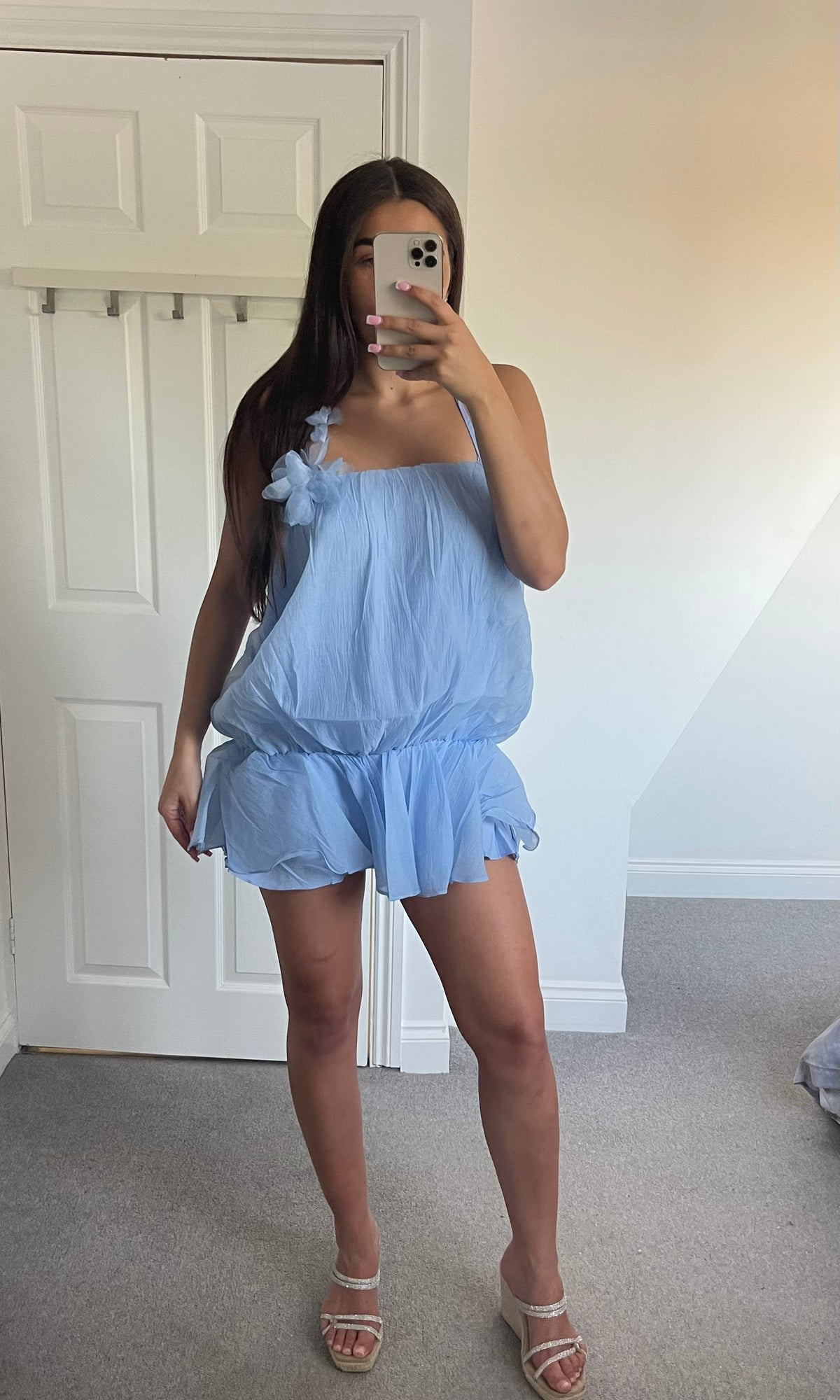 ROSABELLE | Floral Sheer Strap Dress - Blue