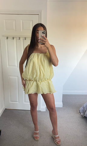 ROSABELLE | Floral Sheer Strap Dress - Lemon