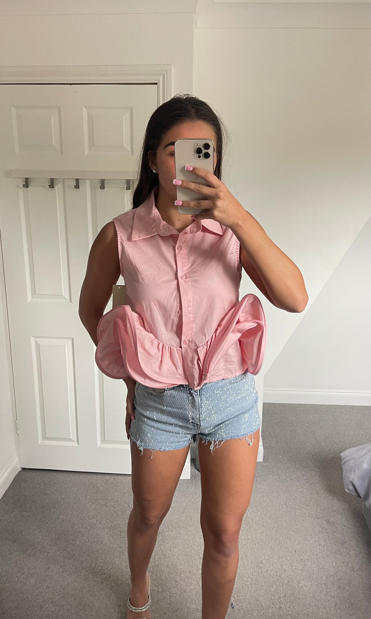 GIA | Ruffle Hem Shirt - Pink