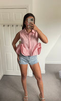 GIA | Ruffle Hem Shirt - Pink
