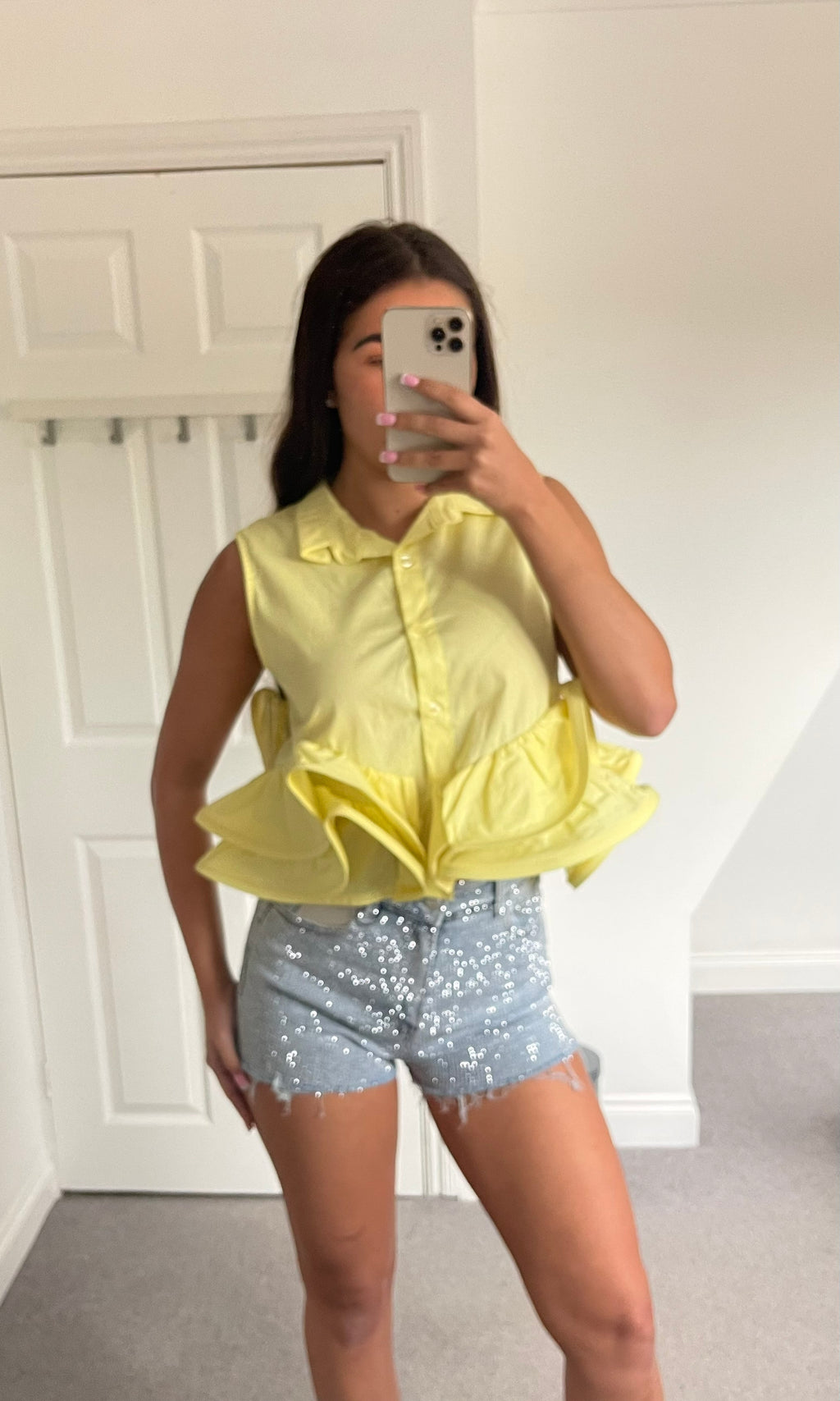 GIA | Ruffle Hem Shirt - Lemon