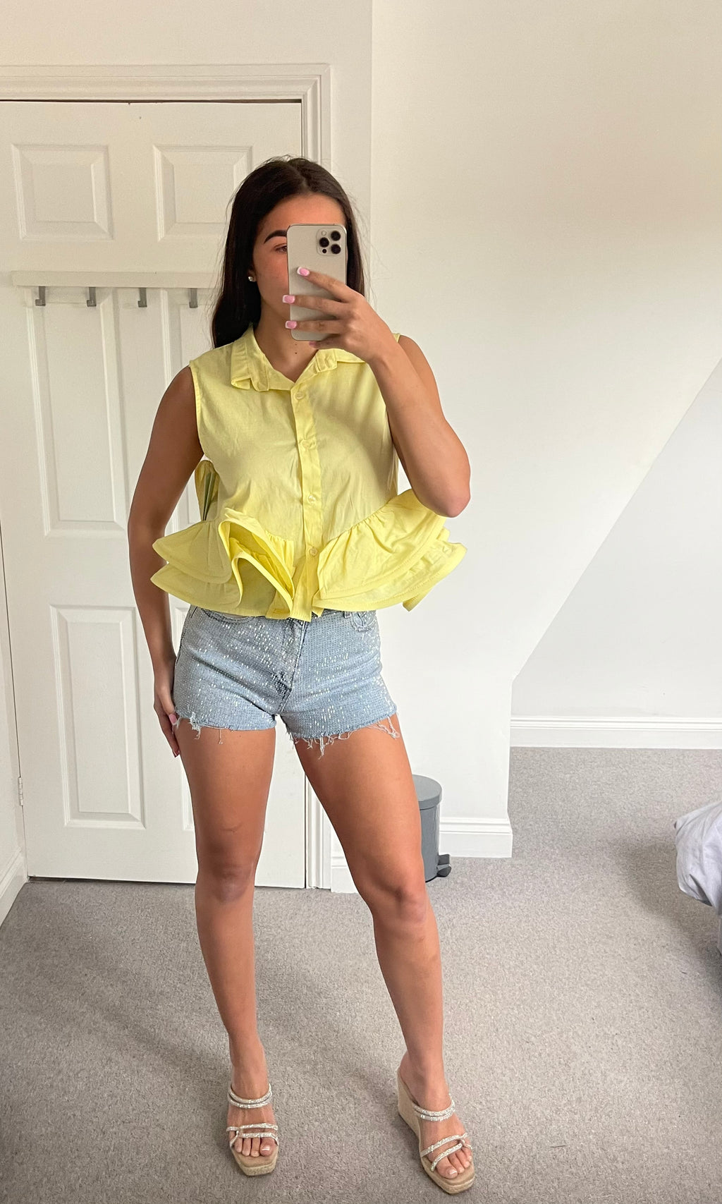 GIA | Ruffle Hem Shirt - Lemon