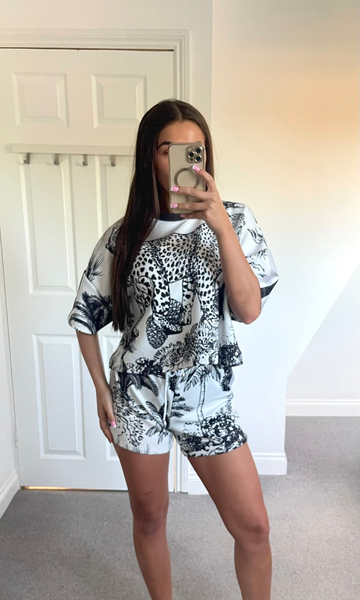 KENDELL | Safari Print Shorts & Top Set - Black