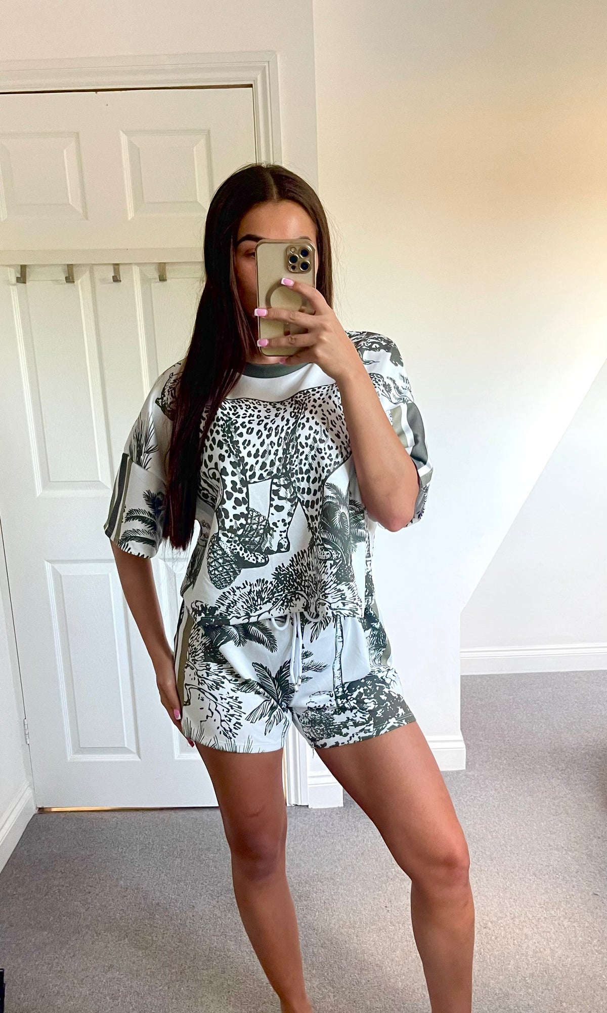 KENDELL | Safari Print Shorts & Top Set - Khaki