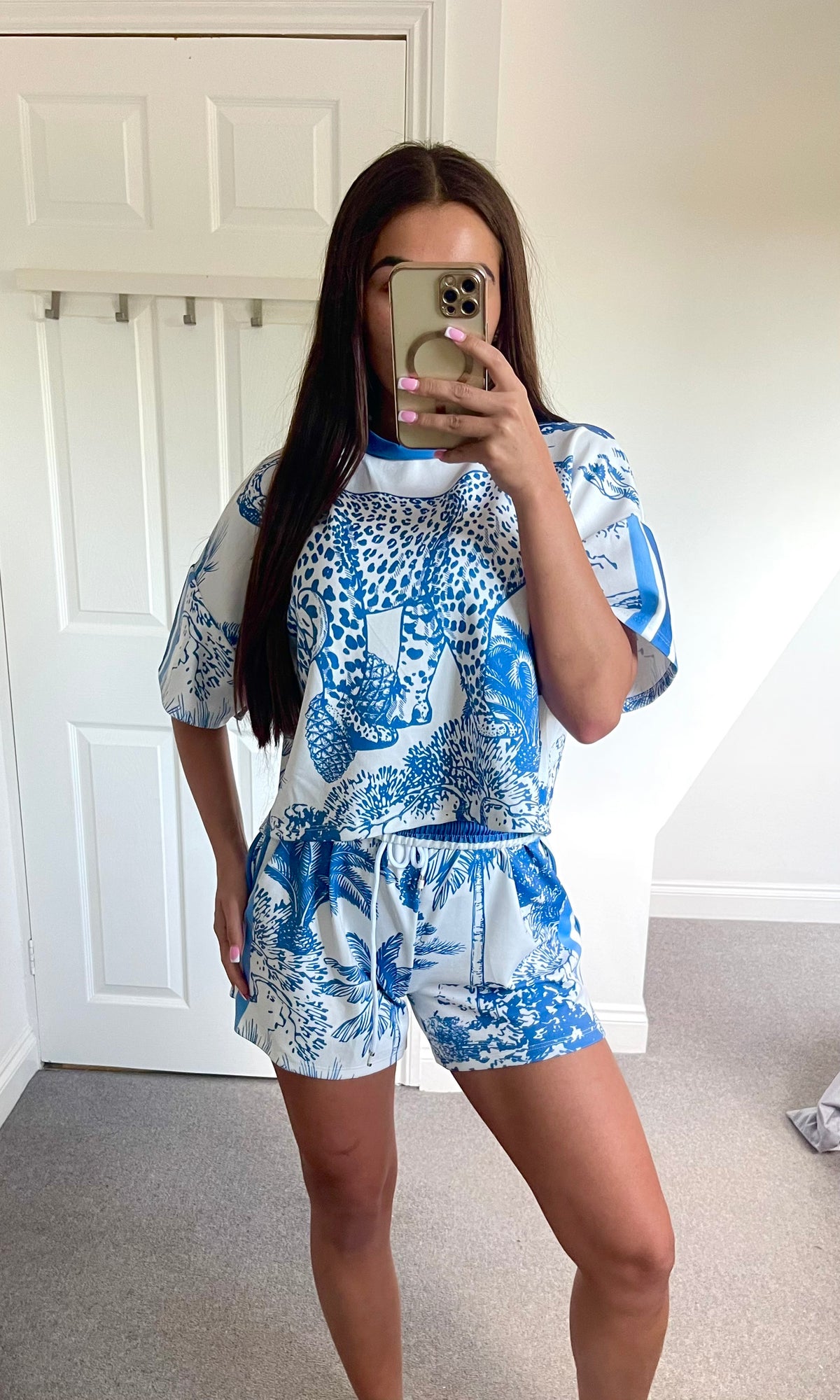 KENDELL | Safari Print Shorts & Top Set - Blue