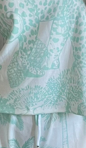 KENDELL | Safari Print Shorts & Top Set - Mint
