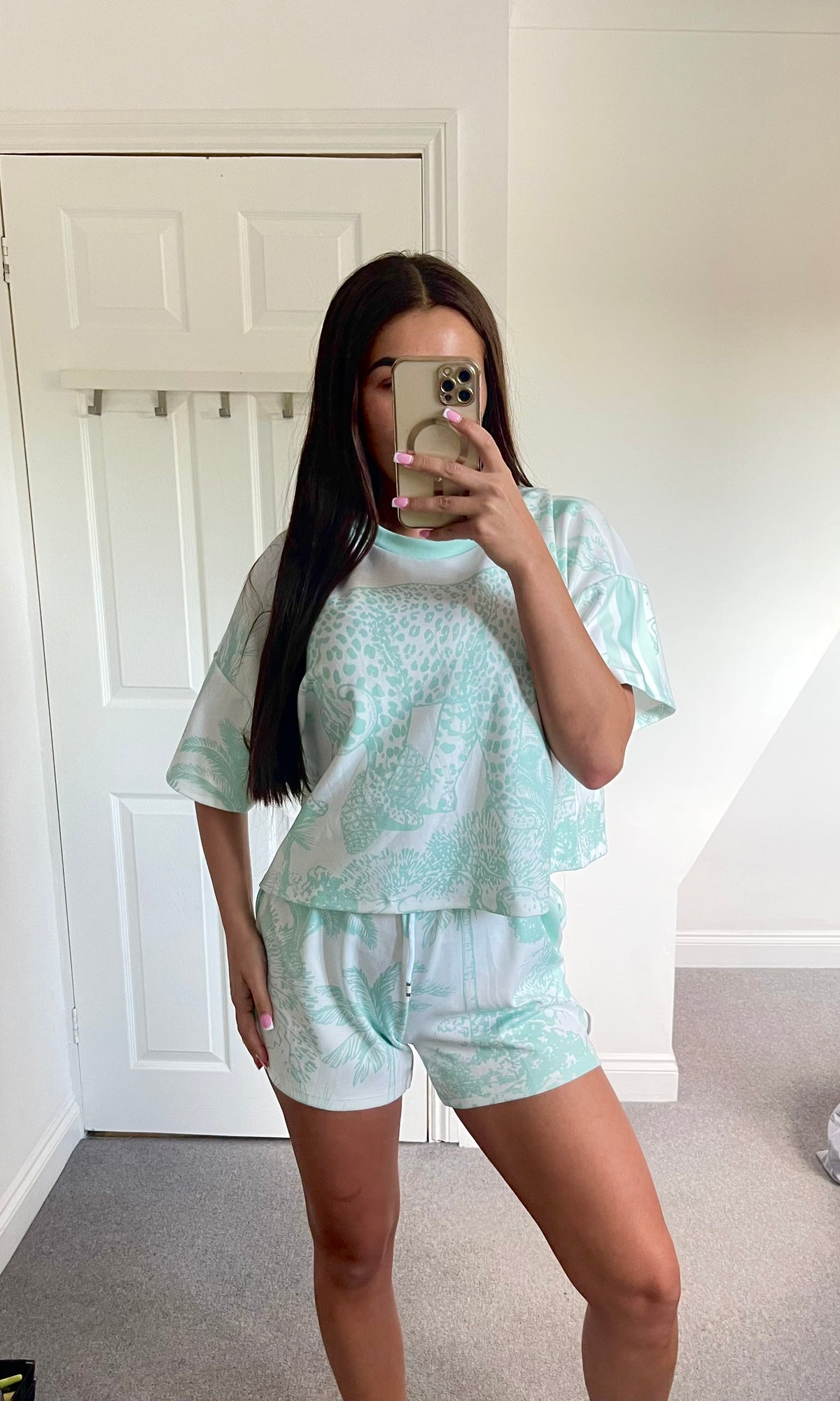 KENDELL | Safari Print Shorts & Top Set - Mint
