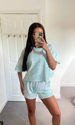 KENDELL | Safari Print Shorts & Top Set - Mint