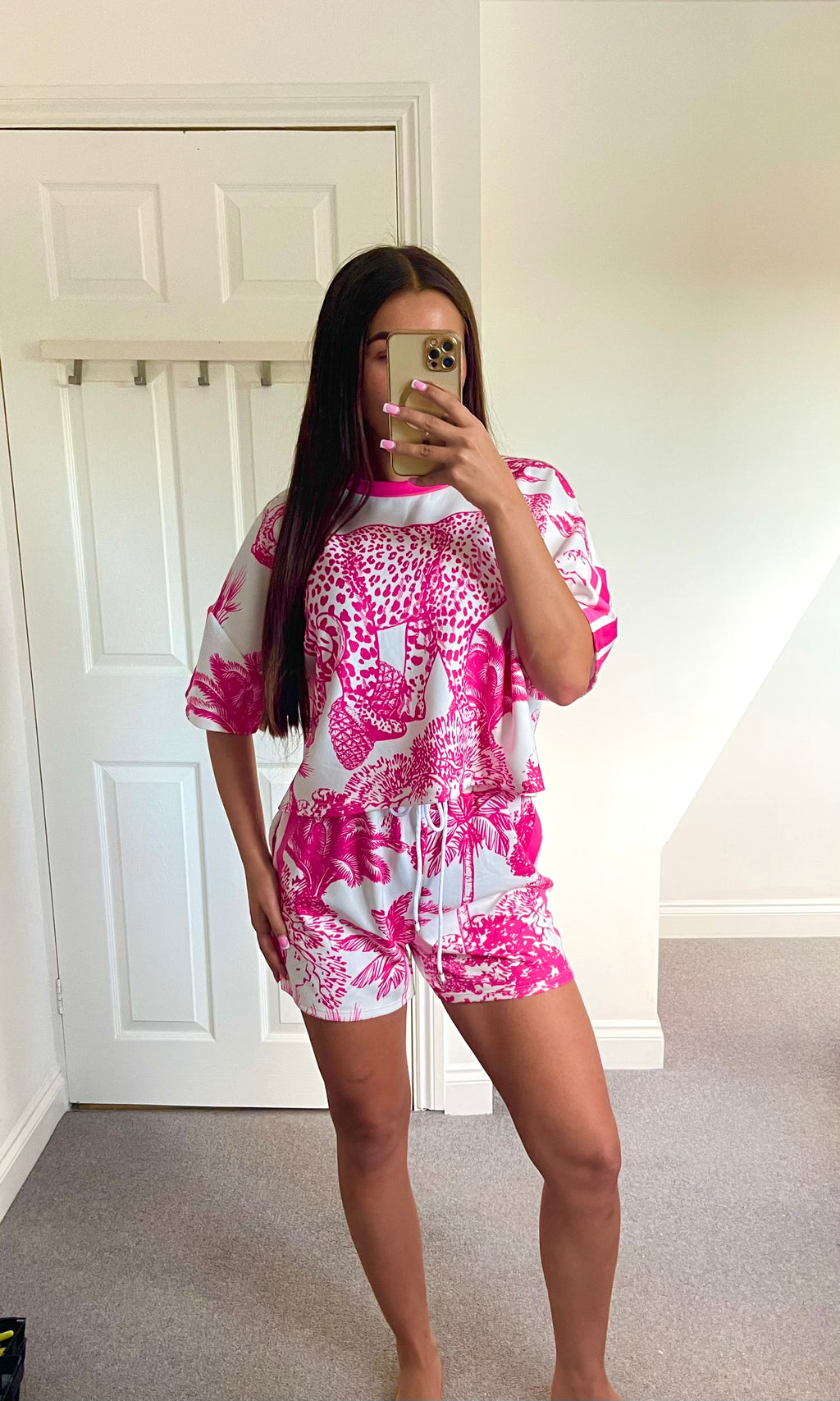 KENDELL | Safari Print Shorts & Top Set - Pink
