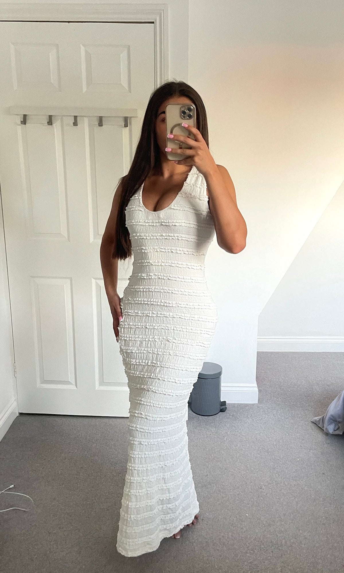MAYA | Ruffle Detail Tie Up Dress - Cream