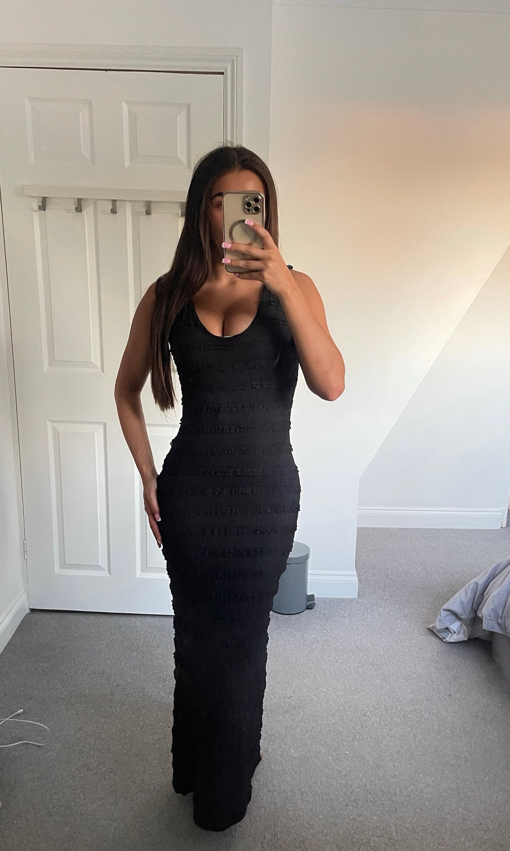MAYA | Ruffle Detail Tie Up Dress - Black