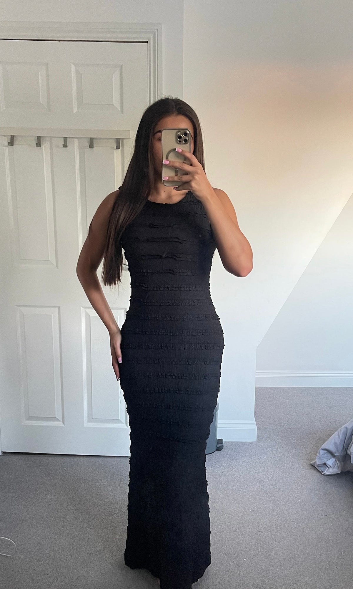 MAYA | Ruffle Detail Tie Up Dress - Black