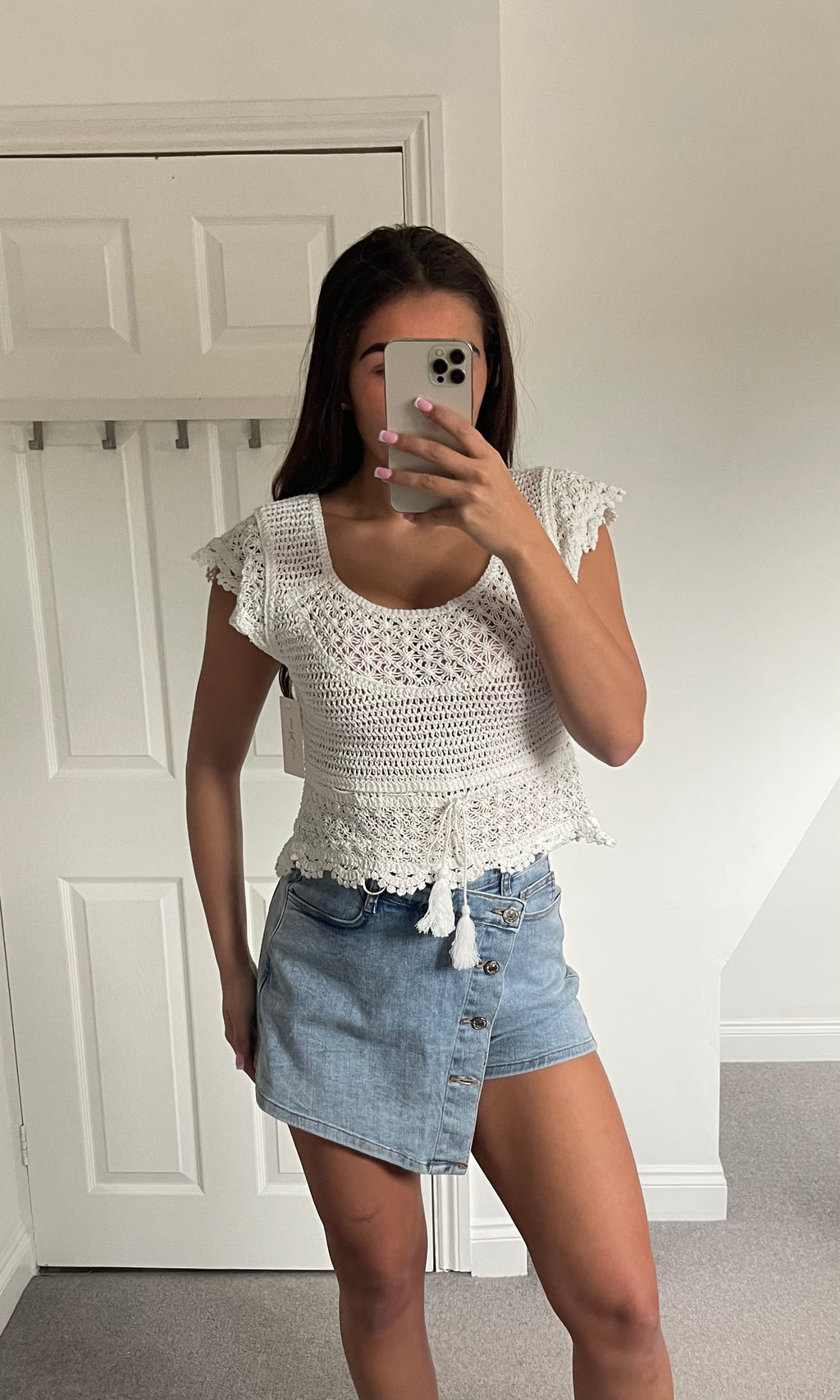 JENNA | Crochet Tassel Top / Bikini Cover Up - White