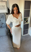 MILLIE | Crochet Crop Top & Maxi Skirt Set - Cream