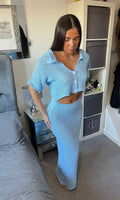 MILLIE | Crochet Crop Top & Maxi Skirt Set - Blue