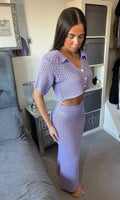 MILLIE | Crochet Crop Top & Maxi Skirt Set - Lilac