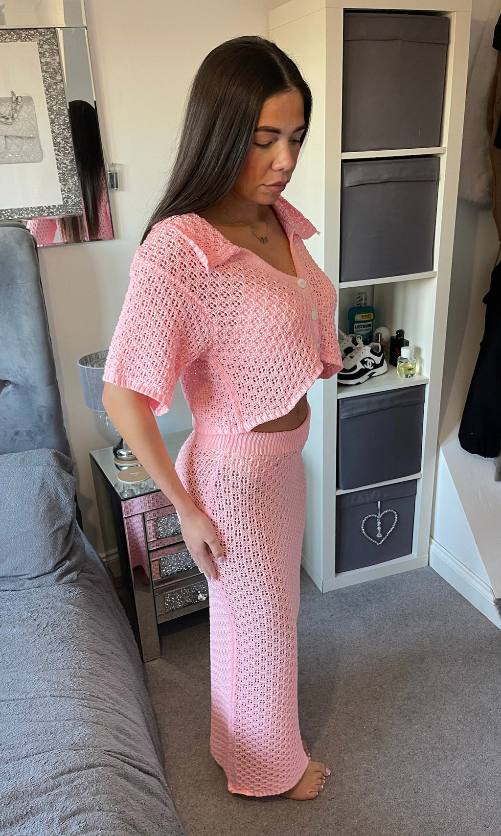 MILLIE | Crochet Crop Top & Maxi Skirt Set - Pink
