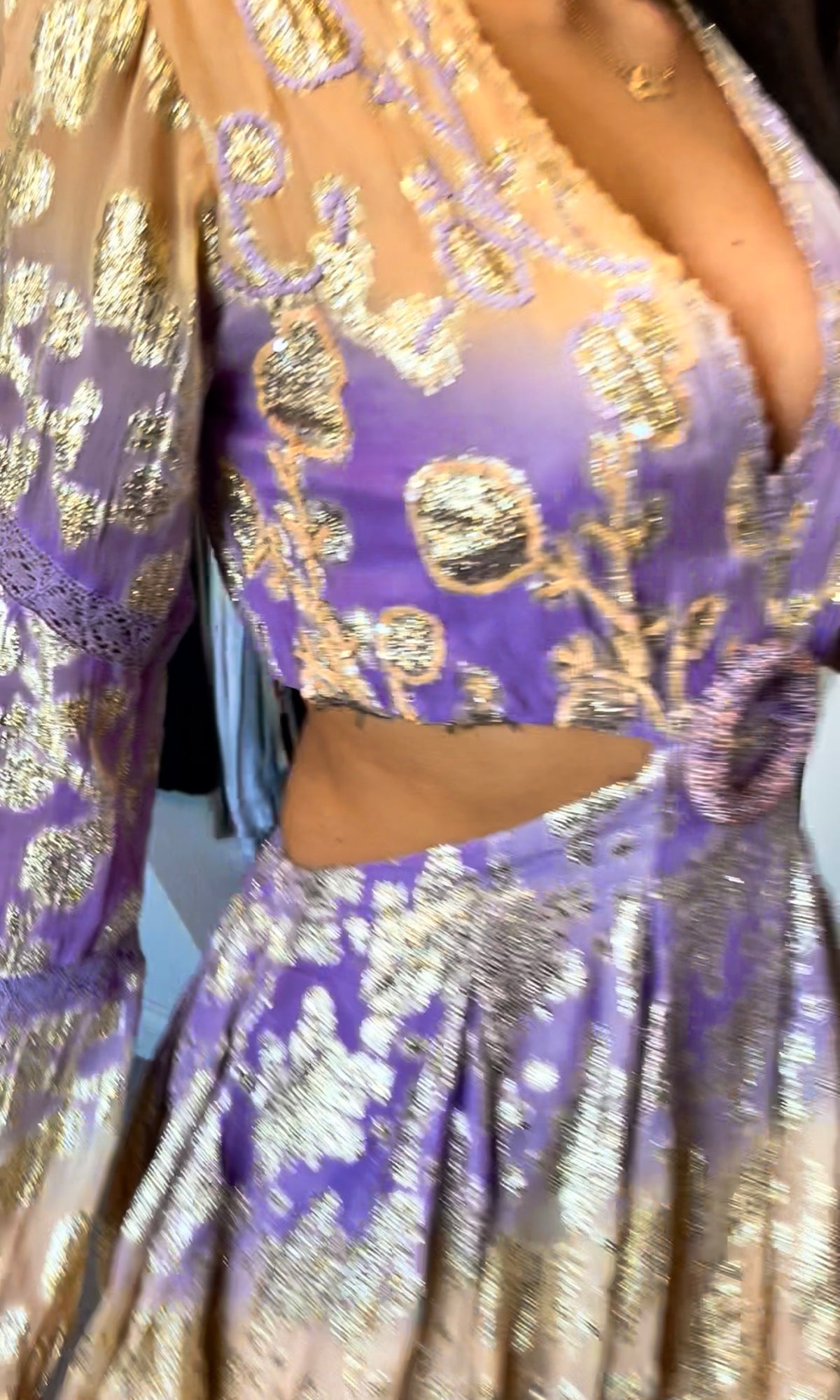MABEL | Boho Backless Glitter Dress - Purple & Orange