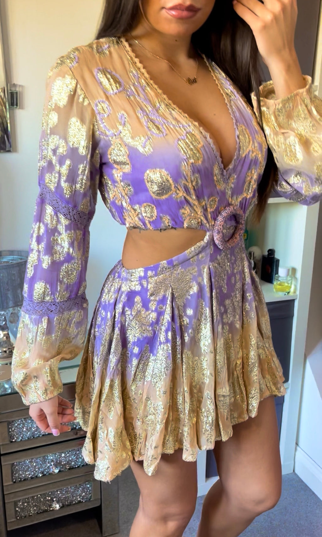 MABEL | Boho Backless Glitter Dress - Purple & Orange