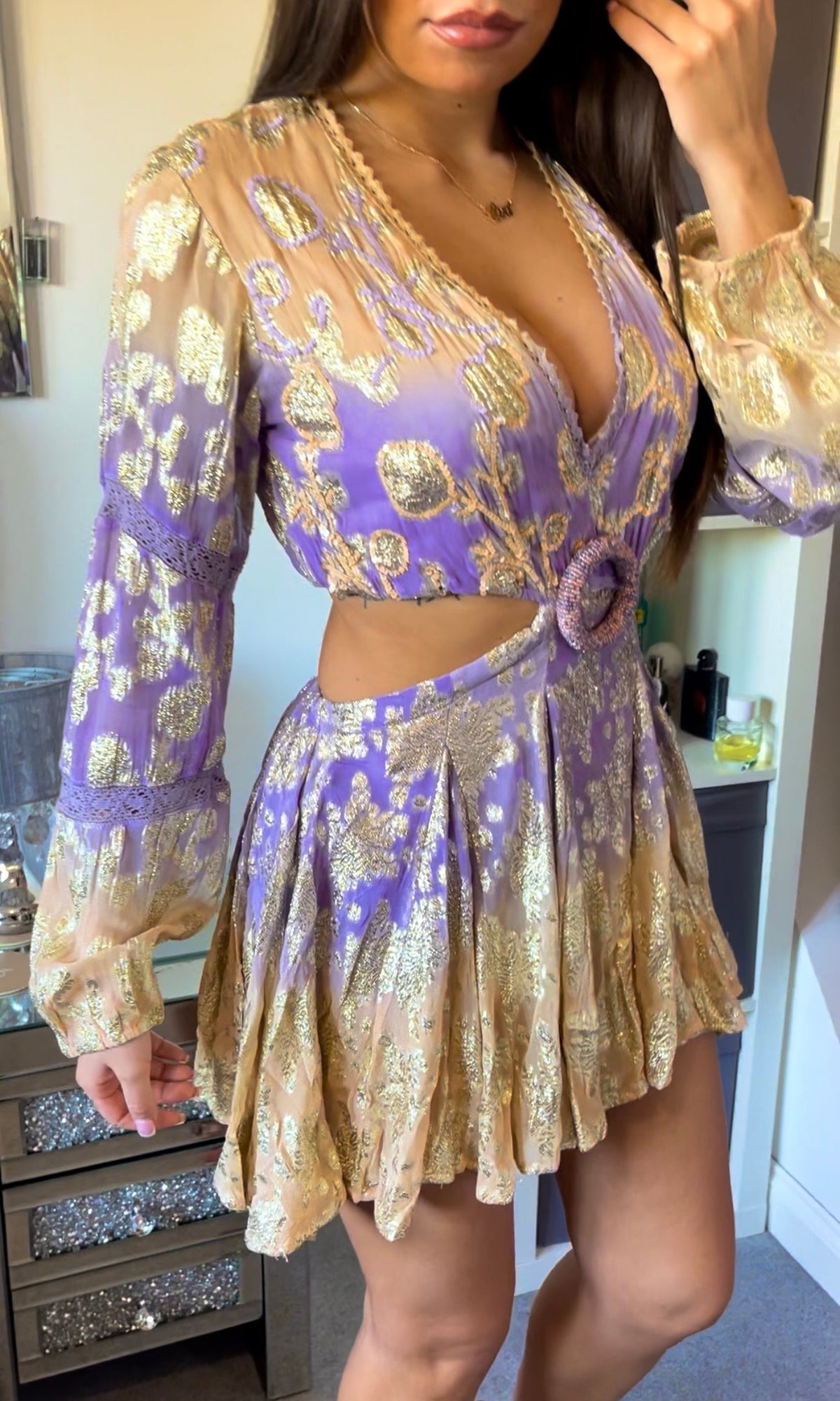 MABEL | Boho Backless Glitter Dress - Purple & Orange