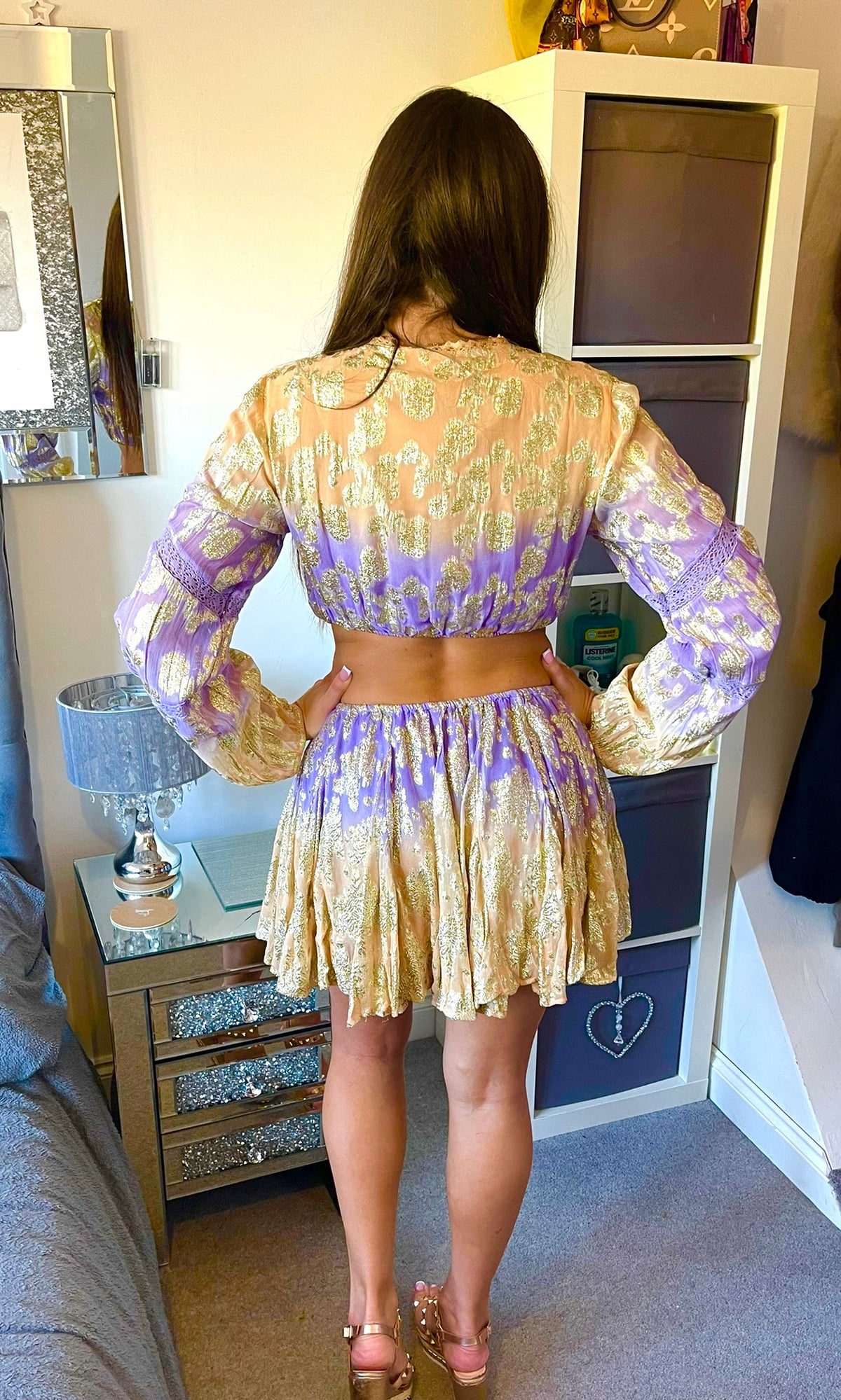 MABEL | Boho Backless Glitter Dress - Purple & Orange
