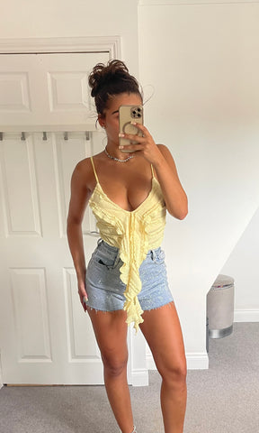 ORLA | Ruffle Low Cut Bodysuit - Lemon