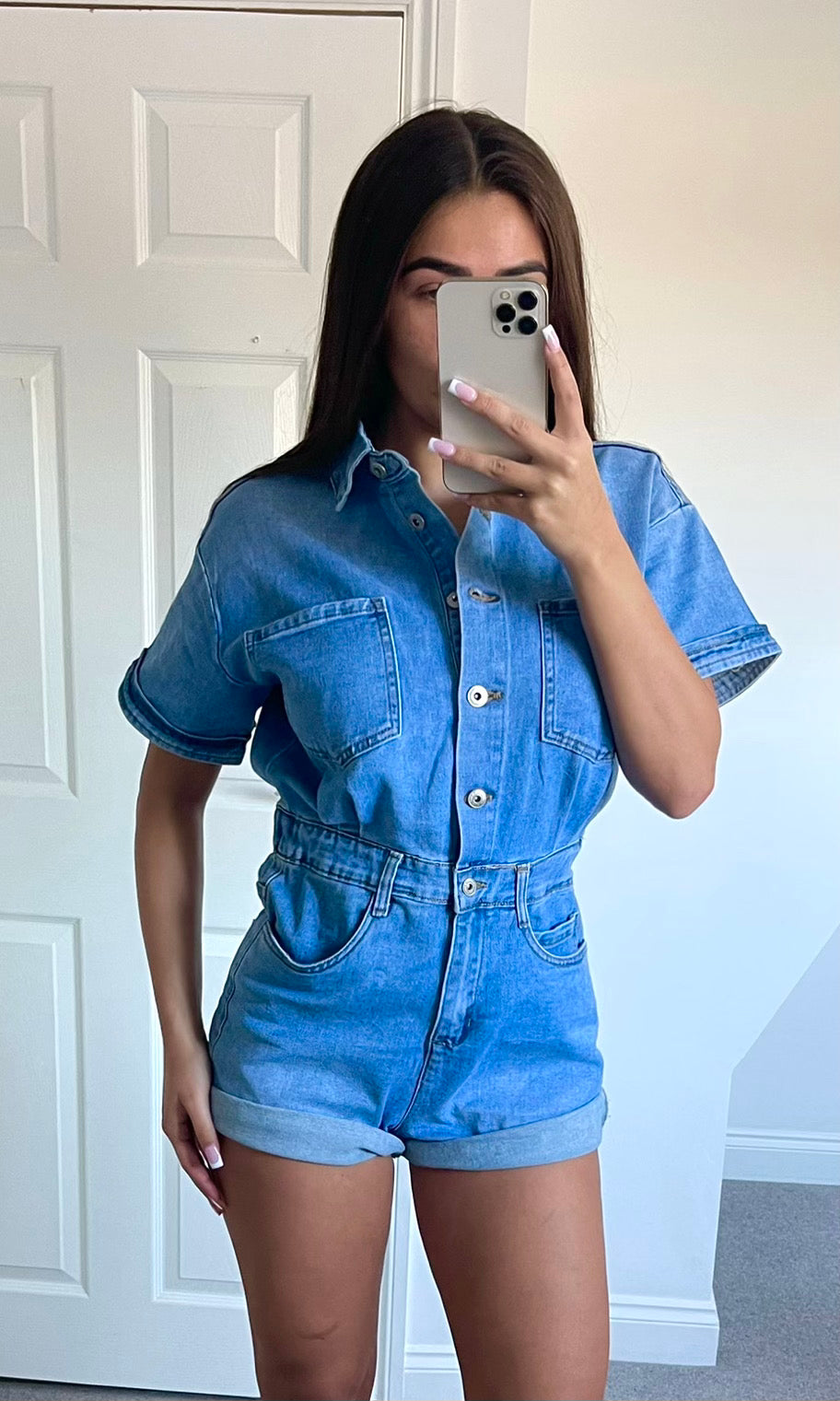 NELLY | Oversized Denim Playsuit - Blue